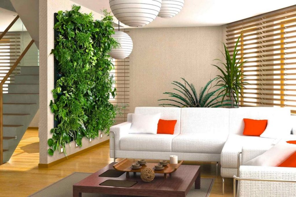 Вертикальное озеленение в гостиной